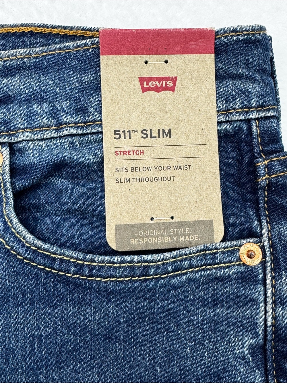 NEW Levi's 511 Slim Stretch Men's 30x34 Denim Jean Blue - Picture 3 of 7